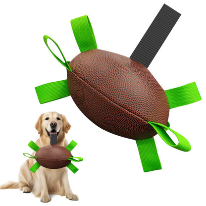 Dog Rugby Football With Strapes, Interactive Dog Toys For Boredom, Dog Water Toy, Dog Balls For Small And Medium Breeds-Indoor & Outdoor Play