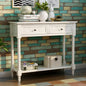 Series Console Table Traditional Design with Two Drawers and Bottom Shelf (Ivory White)