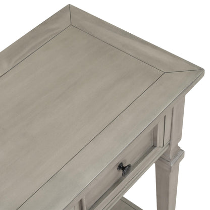 Classic Retro Style Console Table with Three Top Drawers and Open Style Bottom Shelf, Easy Assembly (Gray Wash)