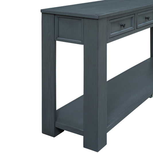 Console Table/Sofa Table with Storage Drawers and Bottom Shelf for Entryway Hallway (Navy)