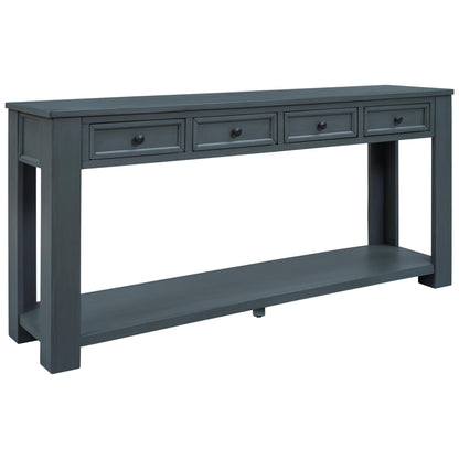 Console Table/Sofa Table with Storage Drawers and Bottom Shelf for Entryway Hallway (Navy)