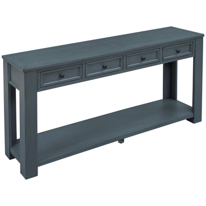 Console Table/Sofa Table with Storage Drawers and Bottom Shelf for Entryway Hallway (Navy)