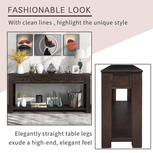 Console Table/Sofa Table with Storage Drawers and Bottom Shelf for Entryway Hallway(Espresso)