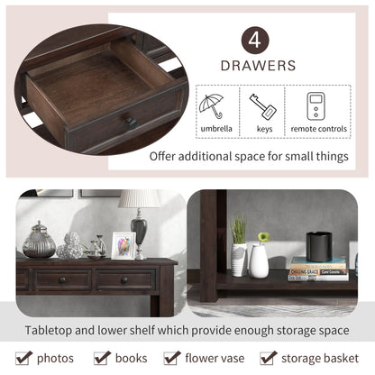 Console Table/Sofa Table with Storage Drawers and Bottom Shelf for Entryway Hallway(Espresso)