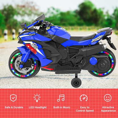 12V Electric Motorcycle for Kids, Powered Toy Motorcycle, Child Motorcycle Ride On with Light Wheels and Bluetooth Music (No shipping on weekends) (Temu, Walmart Amazon  prohibited)