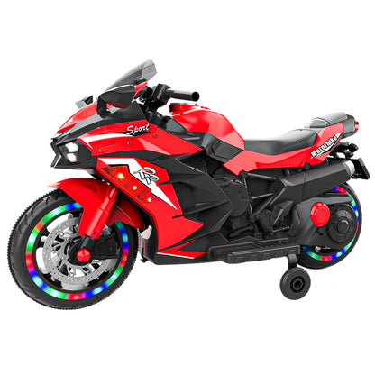 12V Electric Motorcycle for Kids, Powered Toy Motorcycle, Child Motorcycle Ride On with Light Wheels and Bluetooth Music Red (No shipping on weekends) (Temu, Walmart Amazon prohibited)