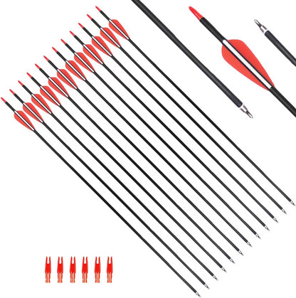 31.5-inch targeted hunting arrows, suitable for compound, anti bending, and British longbows, with detachable tips (12pack)