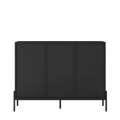 Buffets & Sideboards, Fluted Sideboard Cabinet, 2 Door 3 Drawer Design, with Led Lights,Black Sideboard - Elegant Cabinet Ideal for Dining Room and Kitchen Storage,Black