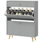 Gray shoe cabinet with adjustable shoe rack