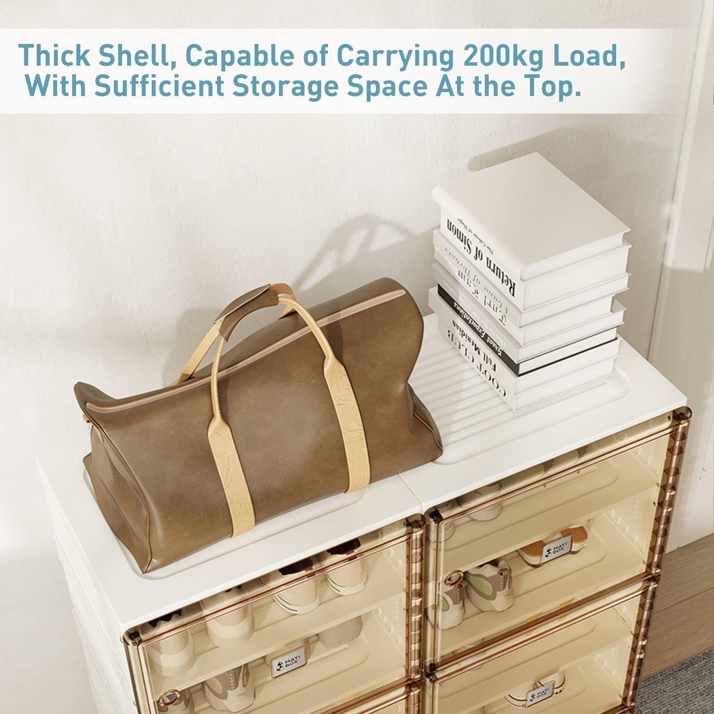 Portable Shoe cabinet Living Room,Stackable Storage Organizer Cabinet with Doors and Shelves,Shoe Box for Closet