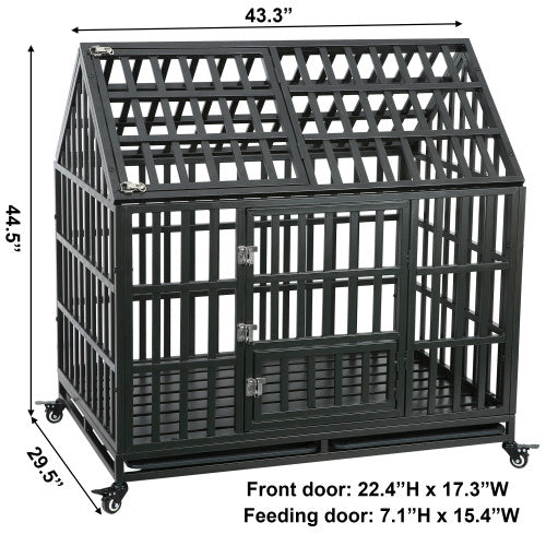 Heavy-duty Dog Kennel With Rooftop Pet Cage