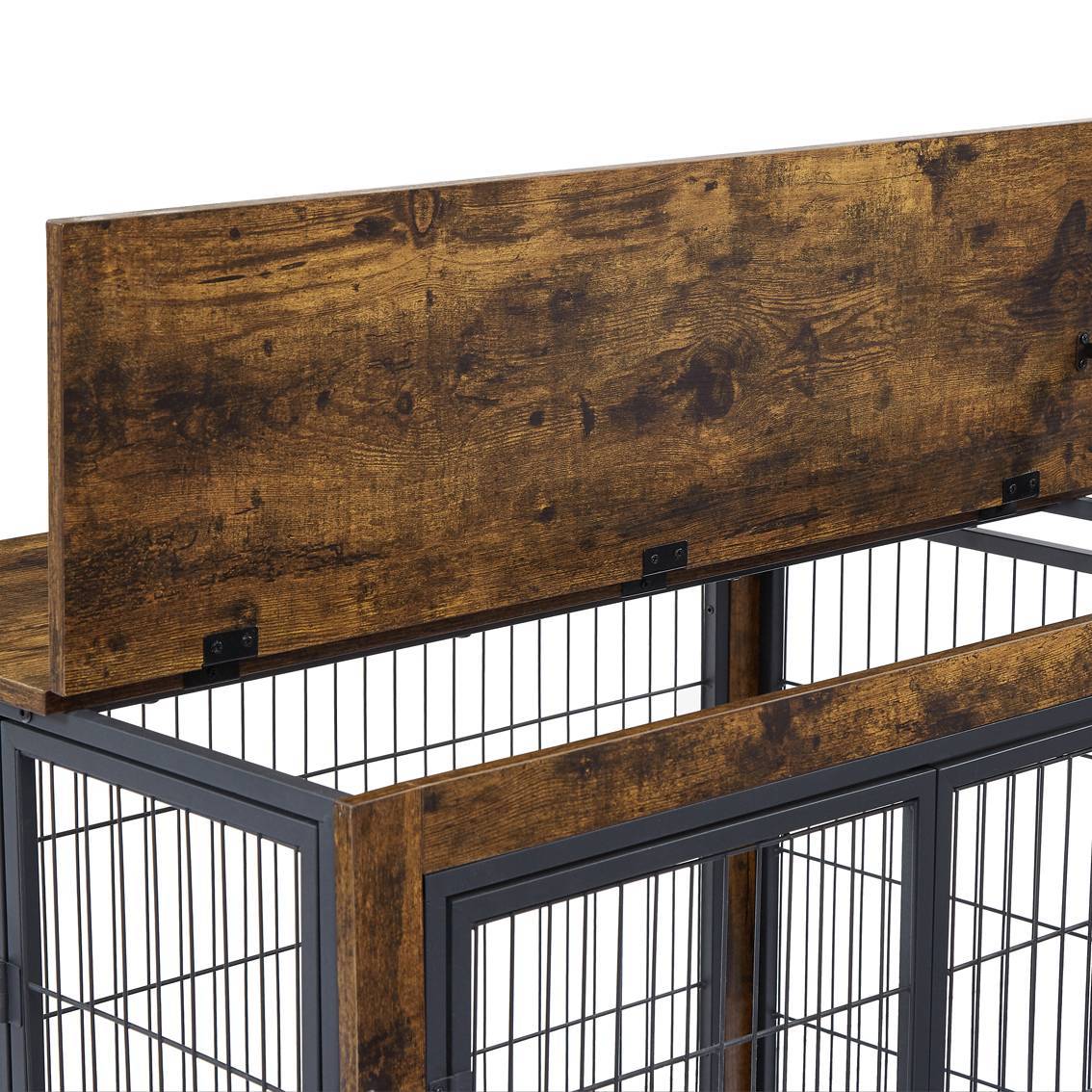 Furniture Dog Cage Crate With Double Doors Rustic Brown