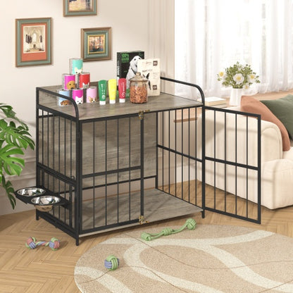 Dog Cage Furniture With Adjustable Feeding Rack For Medium-sized Dogs