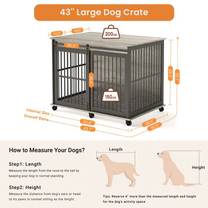 Furniture Dog Cage Sliding Iron Door Dog Cage With Mat