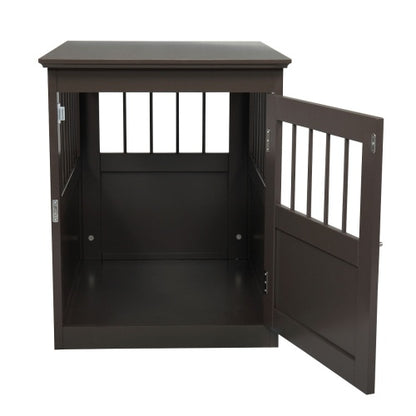 Dog Cage Furniture, Kennel With Side Slats In End Table Design, Brown