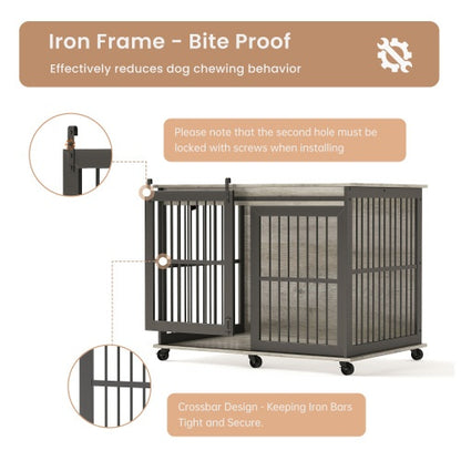 Furniture Dog Cage Sliding Iron Door Dog Cage With Mat